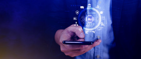 AI Artificial intelligence for business concept. AI brain processors in the concept of AI engineering, Innovative technology Machine learning.の写真素材
