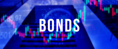 BONDS concept. Stock Market Finance concept, Investing in business, bond security indicates investor has provided loan issuer, Equivalent loan, Unsecured and secured bonds.の写真素材