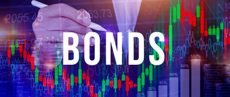 BONDS concept. Stock Market Finance concept, Investing in business, bond security indicates investor has provided loan issuer, Equivalent loan, Unsecured and secured bonds.の写真素材