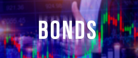 BONDS concept. Stock Market Finance concept, Investing in business, bond security indicates investor has provided loan issuer, Equivalent loan, Unsecured and secured bonds.の写真素材