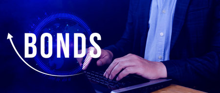 BONDS concept. Stock Market Finance concept, Investing in business, bond security indicates investor has provided loan issuer, Equivalent loan, Unsecured and secured bonds.の写真素材