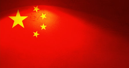 China flag, China flag of grunge concrete wall texture background, Flag of Chinese, Labor Day background.の写真素材