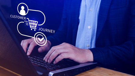 Customer journey concept, marketing and customer behavior analysis, Understanding customer journey to improve their overall customer experience and increase loyalty, Marketing strategic planning.の写真素材
