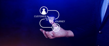 Customer journey concept, marketing and customer behavior analysis, Understanding customer journey to improve their overall customer experience and increase loyalty, Marketing strategic planning.の写真素材