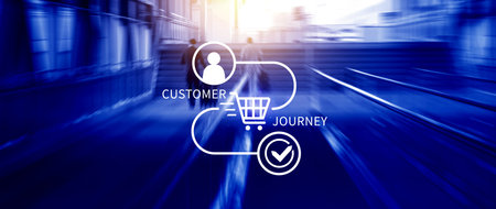 Customer journey concept, marketing and customer behavior analysis, Understanding customer journey to improve their overall customer experience and increase loyalty, Marketing strategic planning.の写真素材