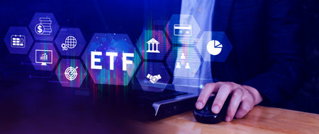 ETF investment concept, Exchange Traded Fund, ETF stock options and stock market index fund, Growing Wealth in the Financial Market.の写真素材