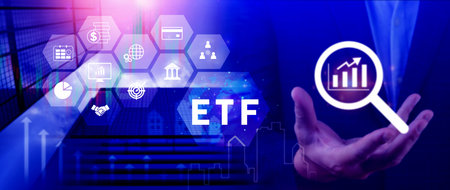 ETF investment concept, Exchange Traded Fund, ETF stock options and stock market index fund, Growing...