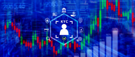 KYC, verification concept, KYC Know Your Customer Technology. Business verifying identity clients, Client authentication access personal financial data, digital technology against digital cyber crime.の写真素材
