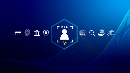 KYC, verification concept, KYC Know Your Customer Technology. Business verifying identity clients, Client authentication access personal financial data, digital technology against digital cyber crime.の写真素材