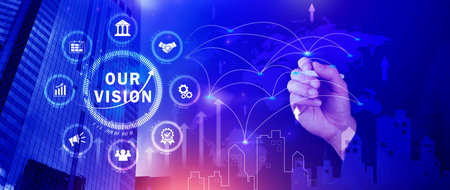 Our vision, Business, technology, internet and network concept. Virtual screen of the future and...