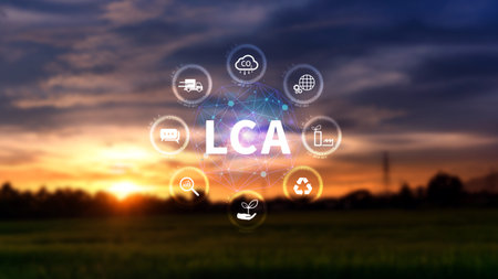 LCA, Life cycle assessment concept, ISO LCA standard aims to limit climate change, Methodology for assessing environmental impacts associated on value chain product.の写真素材
