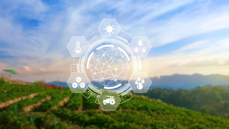 Infographics smart farming and precision agriculture with visual icon, Innovation technology for...
