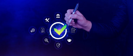 Service Quality assurance management, guarantee check mark for business automation process, Service...