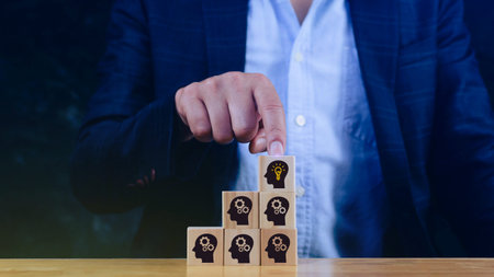 Thinking skills for business leader and manager concept. creative, systematic thinking skill, Hand...