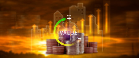 Increase value service, growth value, company value added, business leverage valuable ERP systems growth concept, digital marketing leadership success target, UUID, FaaSの写真素材