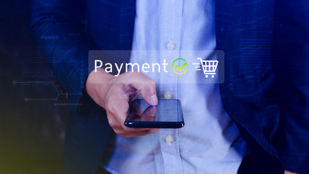 Digital online payment concept, Business with online payment and shopping online payment, banking, Online Money Transfer Confirmed, Concept online banking, payment transfer.の写真素材