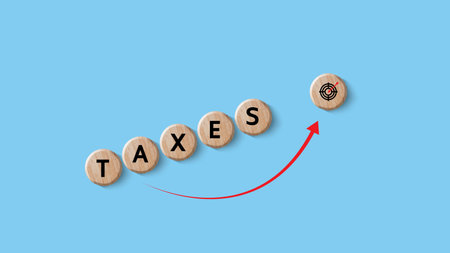 Tax concept on wooden cube. Income tax, savings, represent the concept tax return preparation and financial management, taxes planning. Finance, Money, Investment, Finance, Fundsの写真素材