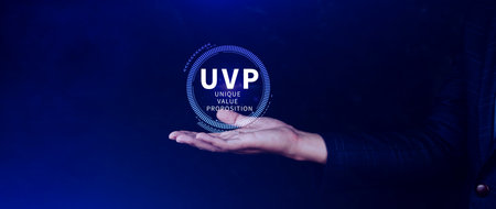UVP, Unique Value Proposition symbol. Business and Unique Value Proposition concept, symbolizing strategic business planning and analysis.の写真素材