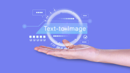 Ai tech, Text to image, virtual graphic with AI, Artificial Intelligence, using command prompt for generates something, Futuristic technology transformation.の写真素材