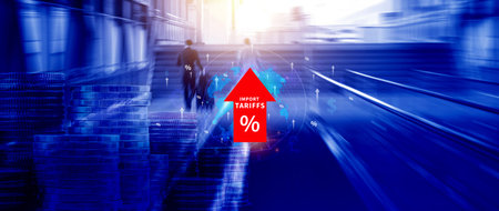 Import tariffs increase concept, Government import tax to boost economy, industrial growth tax,...