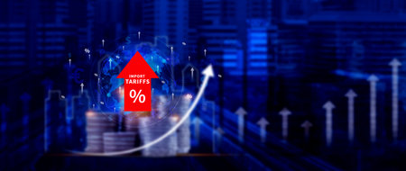 Import tariffs increase concept, Government import tax to boost economy, industrial growth tax,...