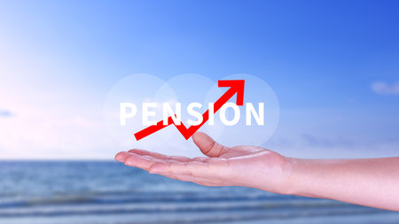 Pension concept, Saving and pension planning, Pension fund, retirement, Future investment, Accumulation of pension contributions. Loan portfolio growth.の写真素材