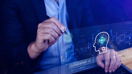 AI generative concept, using technology generative AI for working tools. Chat with AI, using...