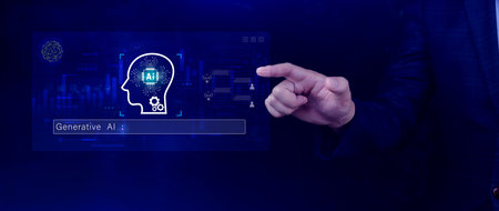 AI generative concept, using technology generative AI for working tools. Chat with AI, using...