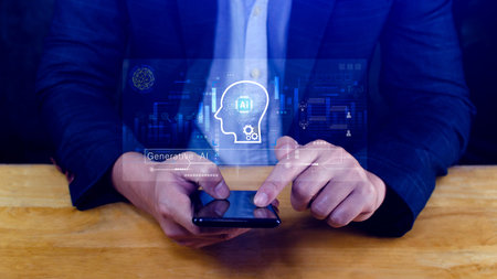 AI generative concept, using technology generative AI for working tools. Chat with AI, using...