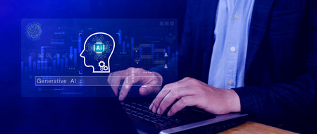 AI generative concept, using technology generative AI for working tools. Chat with AI, using...