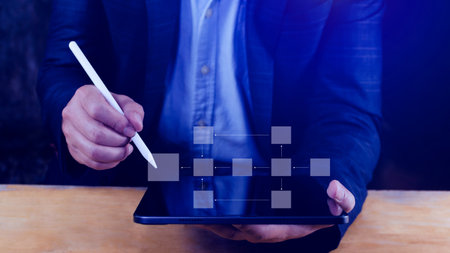 Business process and data management organigram, Design workflow automation with flowcharts, model work structure digital, mindmap or organigram, hierarchy schemeの写真素材