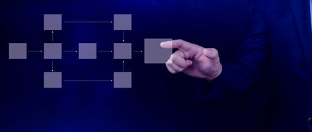 Business process and data management organigram, Design workflow automation with flowcharts, model work structure digital, mindmap or organigram, hierarchy schemeの写真素材