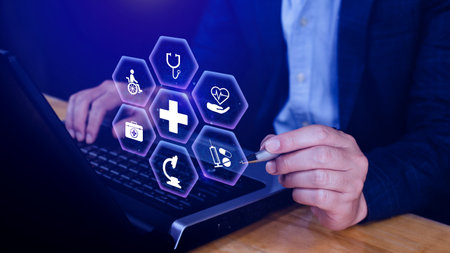 Health care and medical insurance concept. Access to welfare health, health insurance business. protection health, family medicine concept.の写真素材