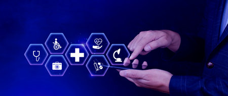 Health care and medical insurance concept. Access to welfare health, health insurance business. protection health, family medicine concept.の写真素材