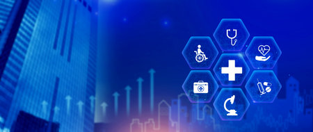 Health care and medical insurance concept. Access to welfare health, health insurance business. protection health, family medicine concept.の写真素材