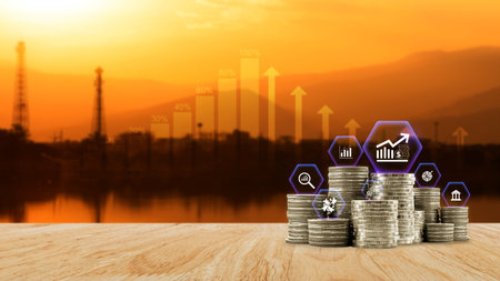 Finance Gdp growth strategy plan concept, finance and investment, Diversification management,...