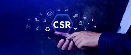 CSR, Corporate social Responsibility concept, global ecology, responsive business organization, environmental, sustainable and ethical businessの写真素材