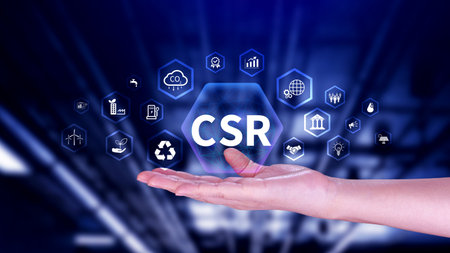 CSR, Corporate social Responsibility concept, global ecology, responsive business organization, environmental, sustainable and ethical businessの写真素材