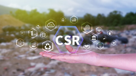CSR, Corporate social Responsibility concept, global ecology, responsive business organization, environmental, sustainable and ethical businessの写真素材