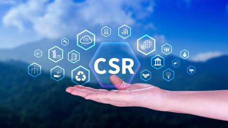CSR, Corporate social Responsibility concept, global ecology, responsive business organization, environmental, sustainable and ethical businessの写真素材