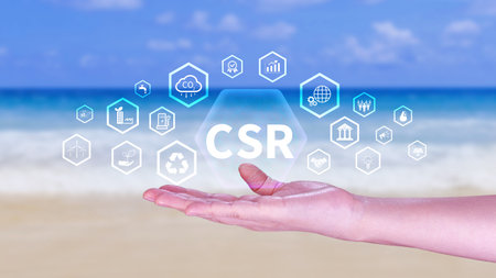 CSR, Corporate social Responsibility concept, global ecology, responsive business organization, environmental, sustainable and ethical businessの写真素材