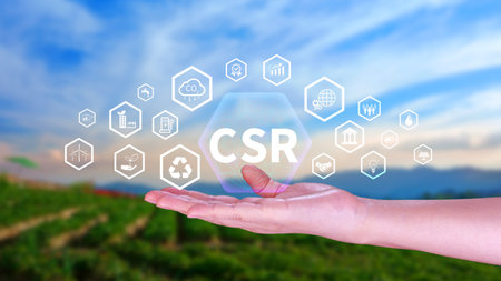 CSR, Corporate social Responsibility concept, global ecology, responsive business organization, environmental, sustainable and ethical businessの写真素材