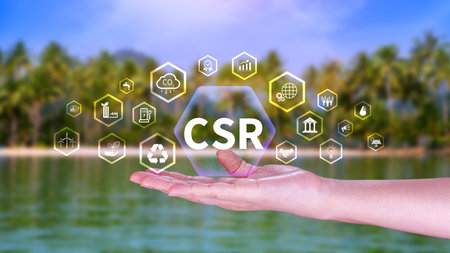CSR, Corporate social Responsibility concept, global ecology, responsive business organization, environmental, sustainable and ethical businessの写真素材