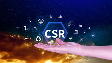 CSR, Corporate social Responsibility concept, global ecology, responsive business organization, environmental, sustainable and ethical businessの写真素材