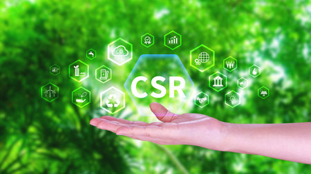 CSR, Corporate social Responsibility concept, global ecology, responsive business organization, environmental, sustainable and ethical businessの写真素材