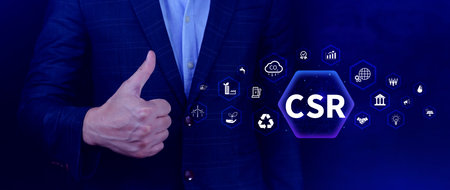 CSR, Corporate social Responsibility concept, global ecology, responsive business organization, environmental, sustainable and ethical businessの写真素材