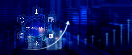 Compliance. Compliance concept with icons and text. Regulations, law, standards, requirements, Rule,...