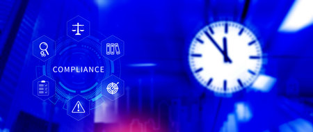 Compliance. Compliance concept with icons and text. Regulations, law, standards, requirements, Rule,...