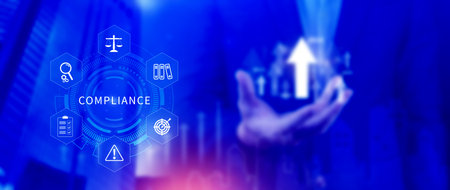 Compliance. Compliance concept with icons and text. Regulations, law, standards, requirements, Rule,...