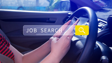 Job search concept, find your career, using looking at online website, Concept of career exploration and employment opportunity, Unemployedの写真素材